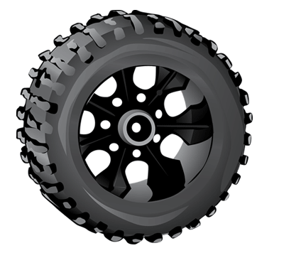 Illustrated car tyre and alloy wheel